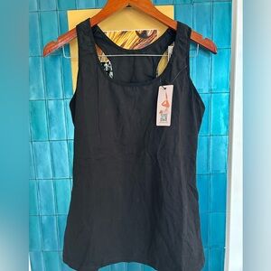 Two (2) Classic Black Scoop Neck Tank Tops in black and olive green
